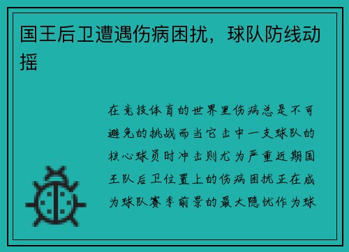 国王后卫遭遇伤病困扰，球队防线动摇